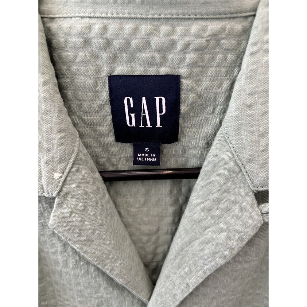 Gap Button Down Shirt Men S Granite Green Short Sleeve Pocket New Cotton Texture - Picture 2 of 14
